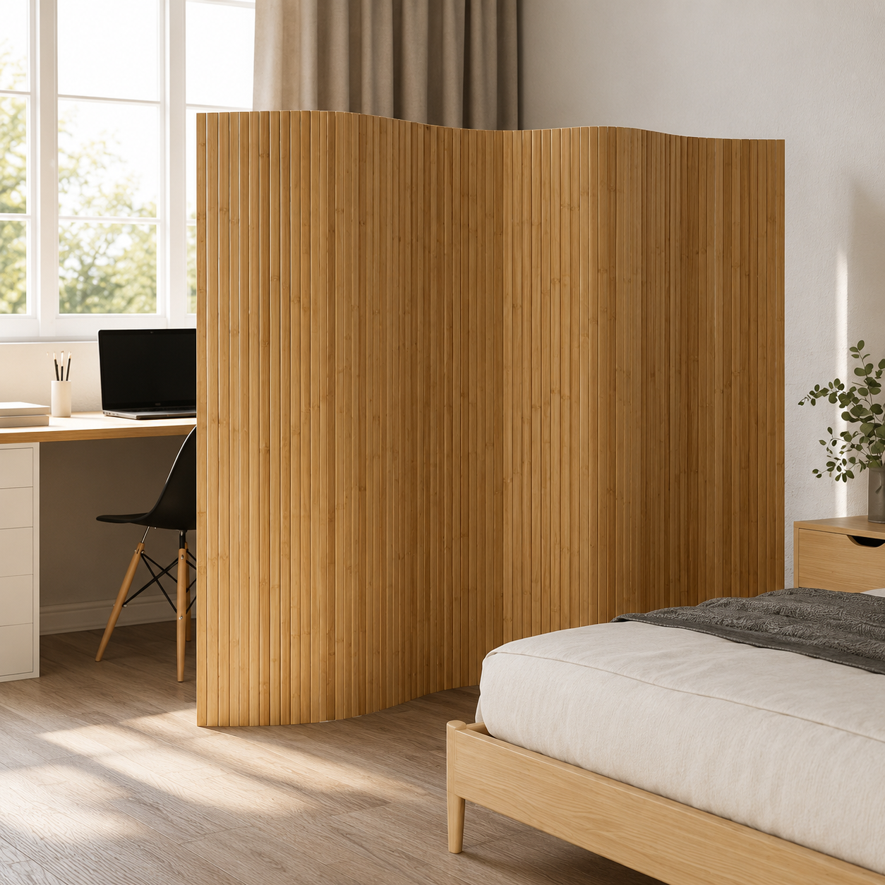 Paravent Raumteiler Trennwand 250x165cm Bambus Sichtschutz Spanische Wand