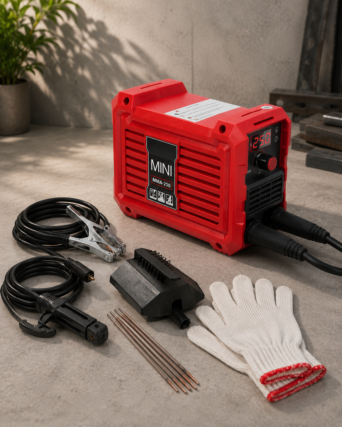 Elektrodenschweissgerät Set Inverter 250A Schweisshelm Zubehör 220V MMA
