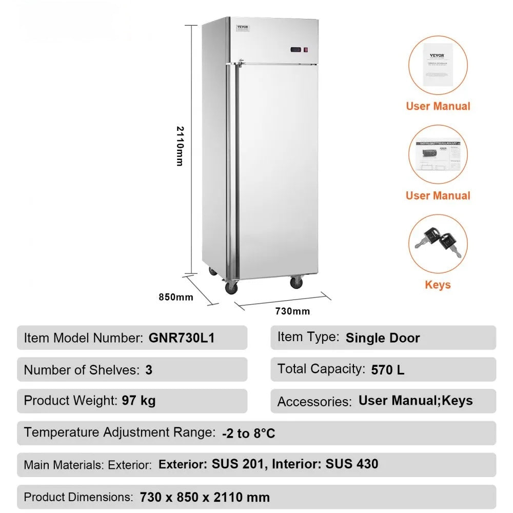 Gastro Kühlschrank 570L Edelstahl