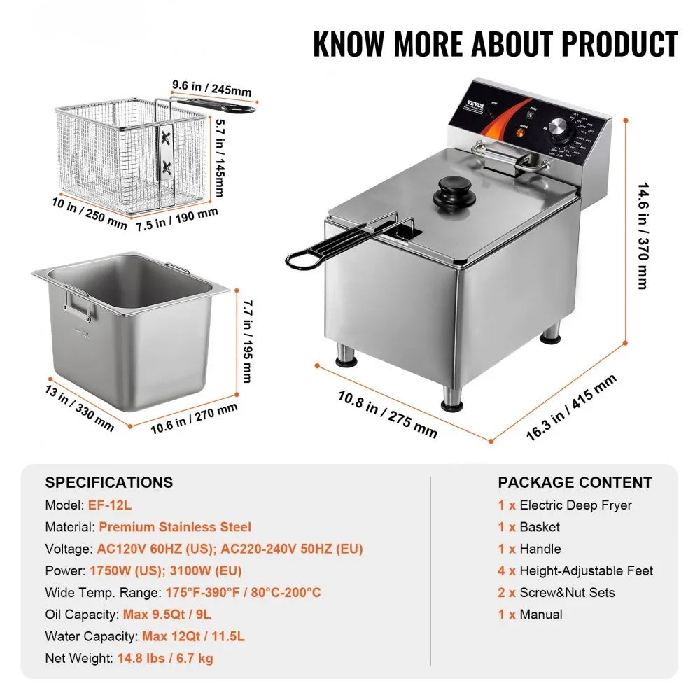 Elektro Fritteuse 9L 3100W