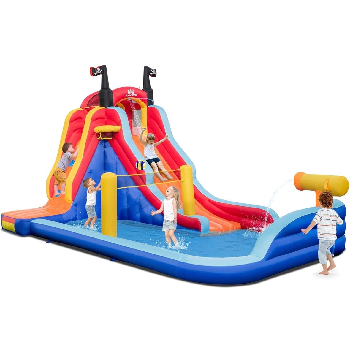 Aufblasbare Hüpfburg Piratenschiff 5-in-1 mit Rutsche & Wasserpark