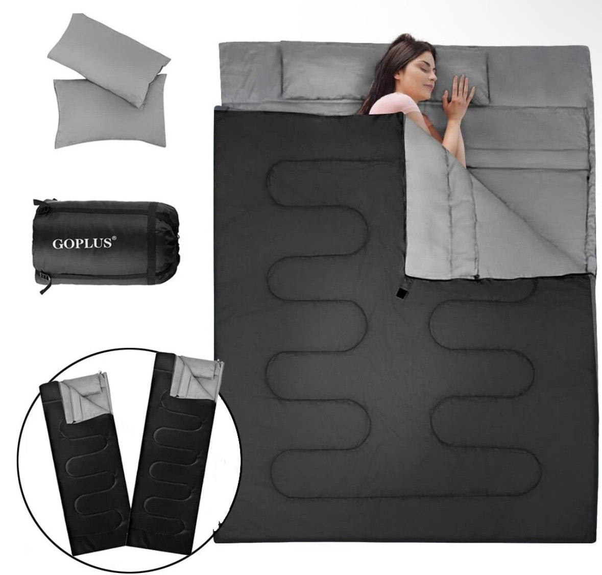 Doppelschlafsack für 2 Personen 2in1 Deckenschlafsack