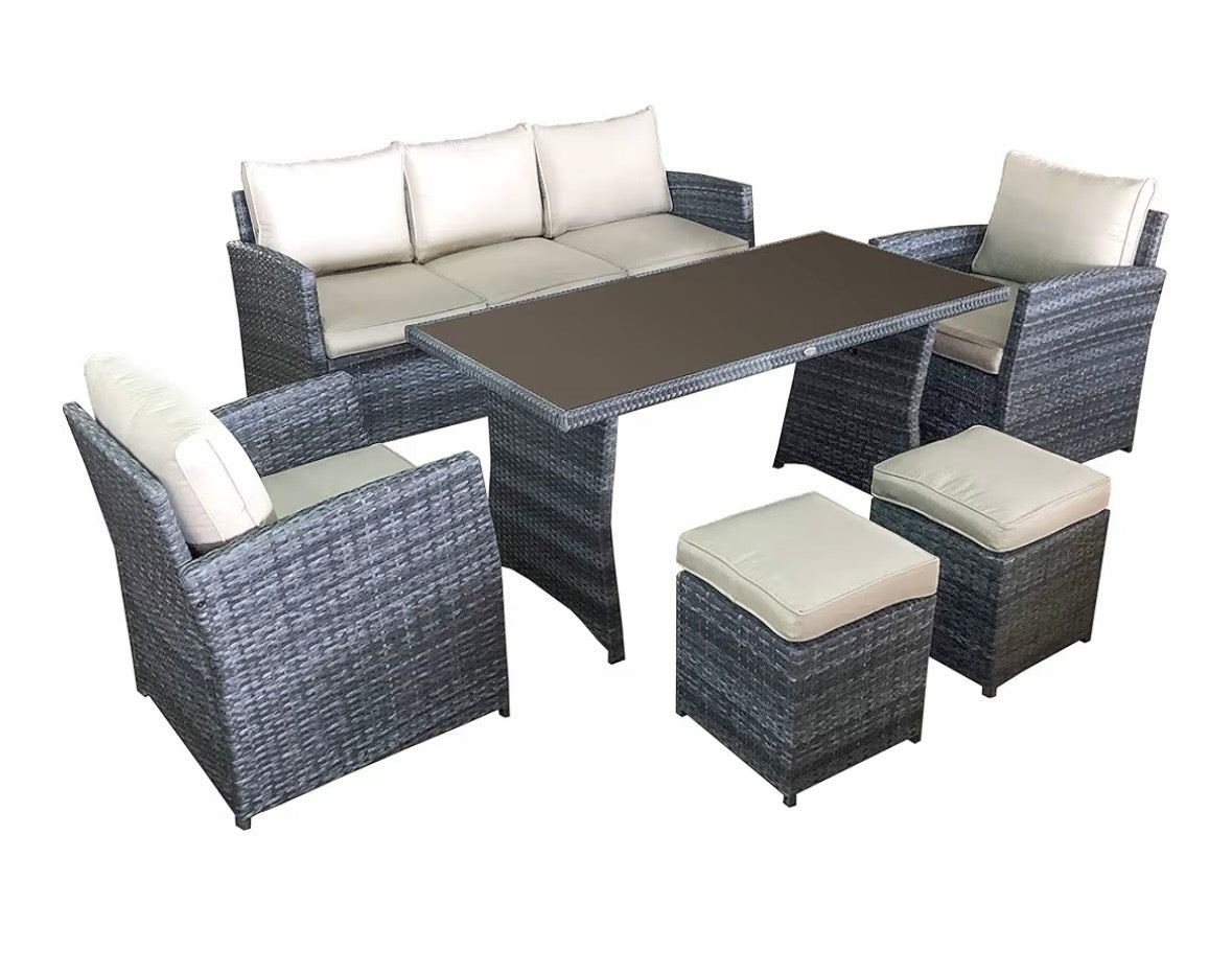 Gartenlounge Set Polyrattan Sitzgruppe 3-Sitzer Sofa