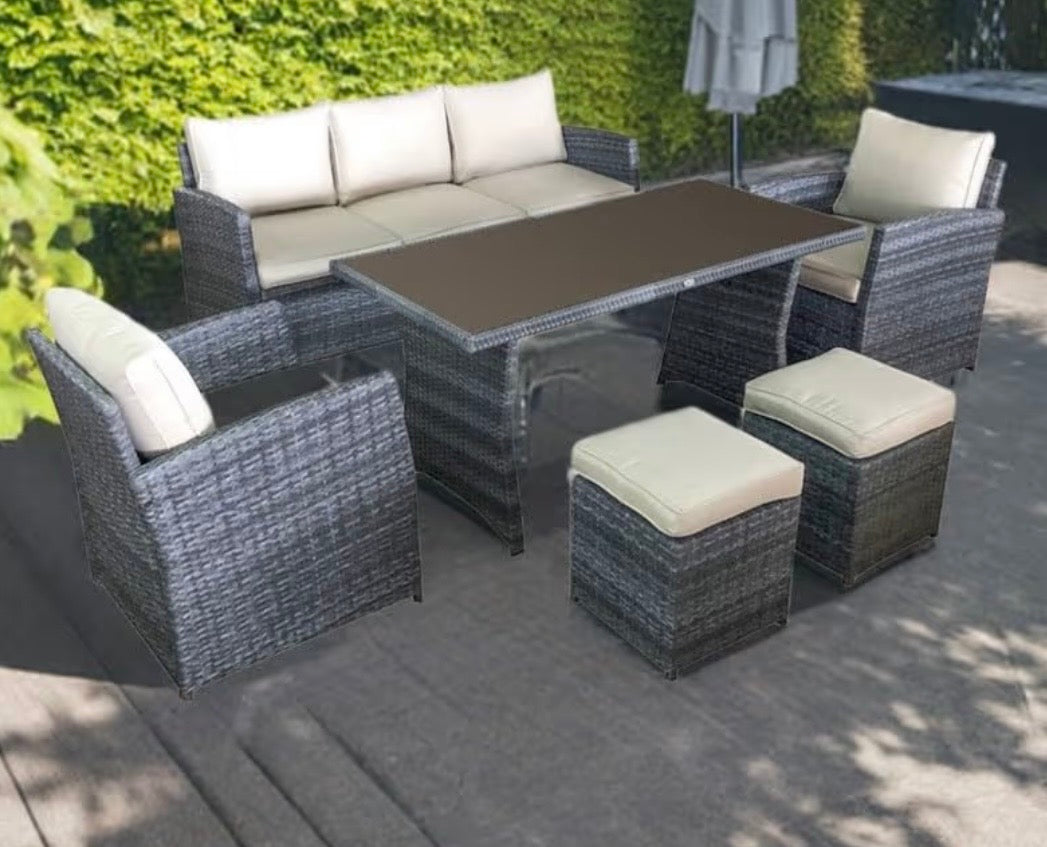 Gartenlounge Set Polyrattan Sitzgruppe 3-Sitzer Sofa