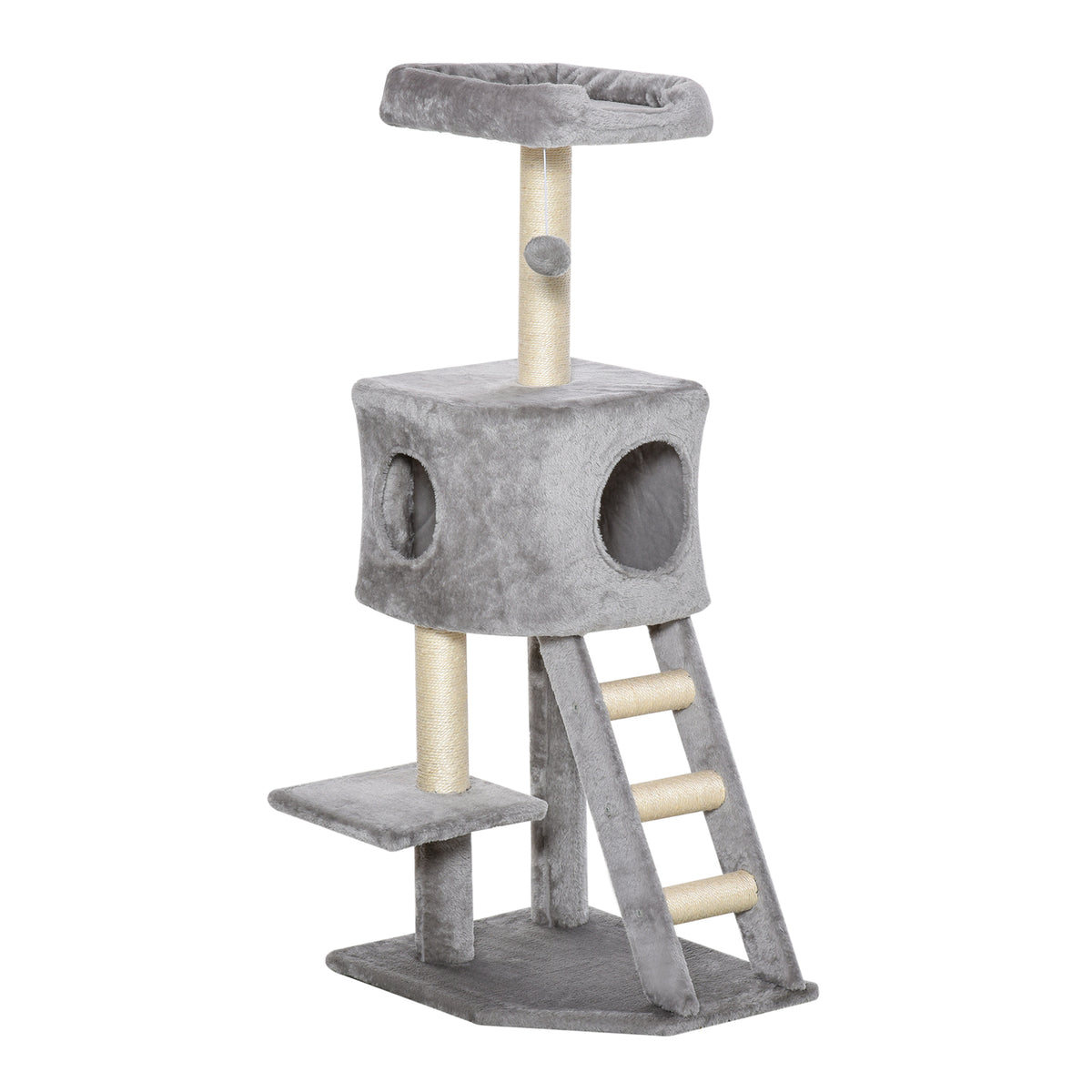 Kratzbaum 120 cm Katzenturm Katzenbaum Spielball Sisalstämme Plattform Treppe