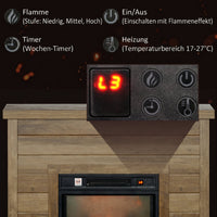 Elektrokamin 3D-Flammeneffekt Timer Fernbedienung Naturholz Standkamin