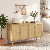 Rattan Sideboard 4 Türen Küchenbuffet Kommode Möbel