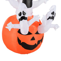 Halloween Aufblasbarer Kürbis Geist Gespenst Deko Figur LED 120x120x180cm