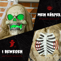 Halloween Dekoration Skelett Hängend Leuchtender Kopf Soundeffekt 90cm