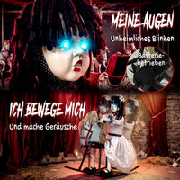 Animatronic Halloween Mädchen Schaukelpferd LED Dekoration Horror