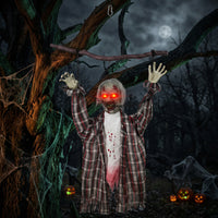 Halloween Hängende Zombie Deko Dekoration Sound LED-Augen 110cm