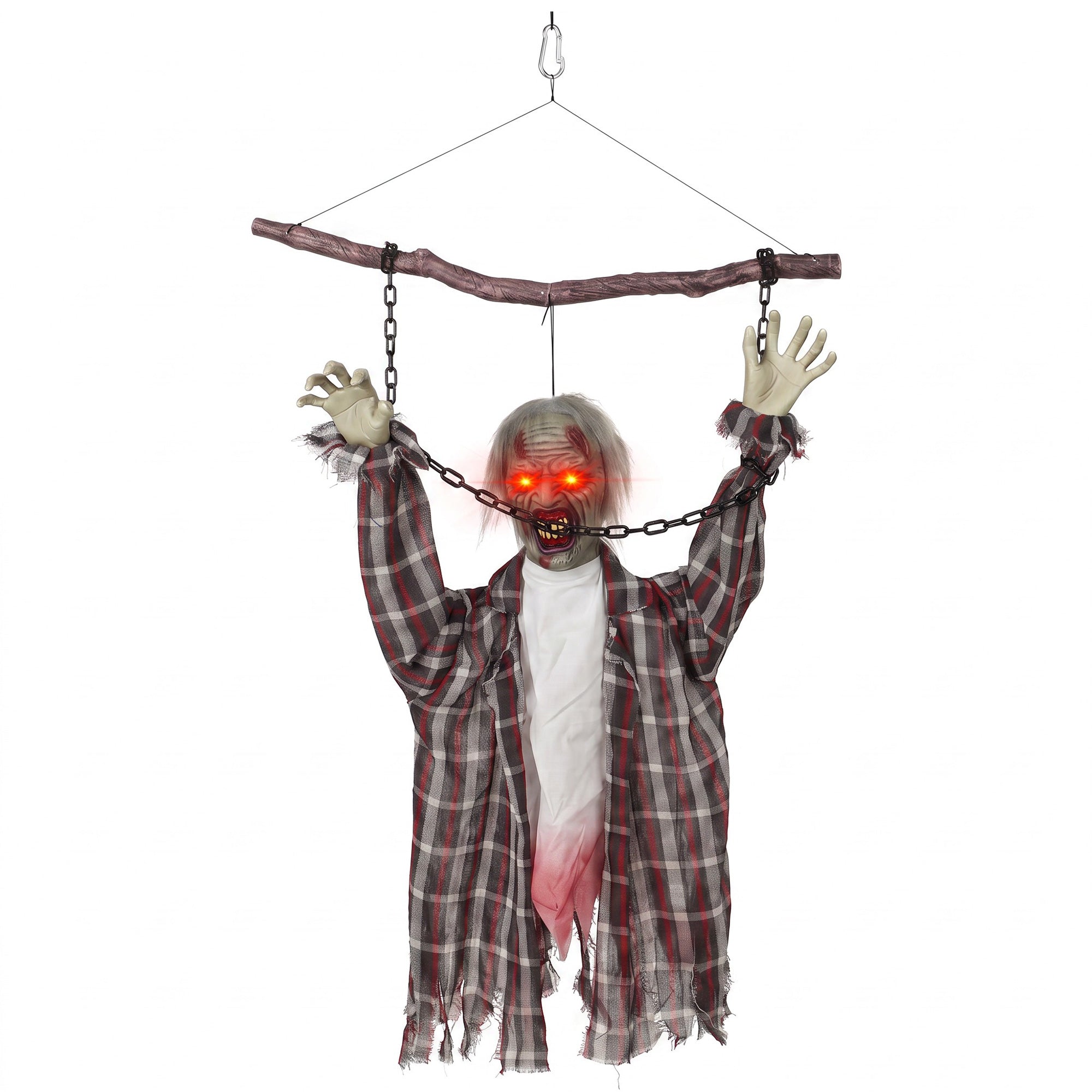 Halloween Hängende Zombie Deko Dekoration Sound LED-Augen 110cm