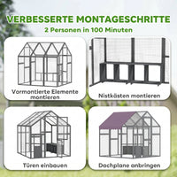 Hühnerstall Freilaufgehege 307x180x180cm Tannenholz Nistkästen