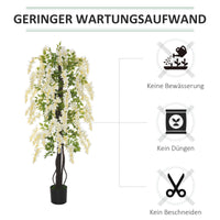 Künstliche Glyzinie 165cm Kunstpflanze Kunstblume Topf Dekopflanze