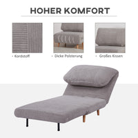 2-in-1 Schlafsessel Gästebett verstellbare Kopfstütze Cord-Optik grau 200kg