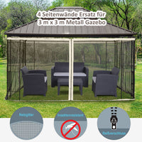 Ersatz-Netzvorhang 3x4m Gartenpavillons Fliegennetz Moskitonetz Polyester