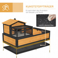 Schildkrötenhaus 2 Ebenen Tannenholz Schublade innen außen gelb