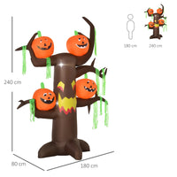 Halloween Aufblasbarer Spukbaum Kürbis Deko Figur LED Beleuchtung