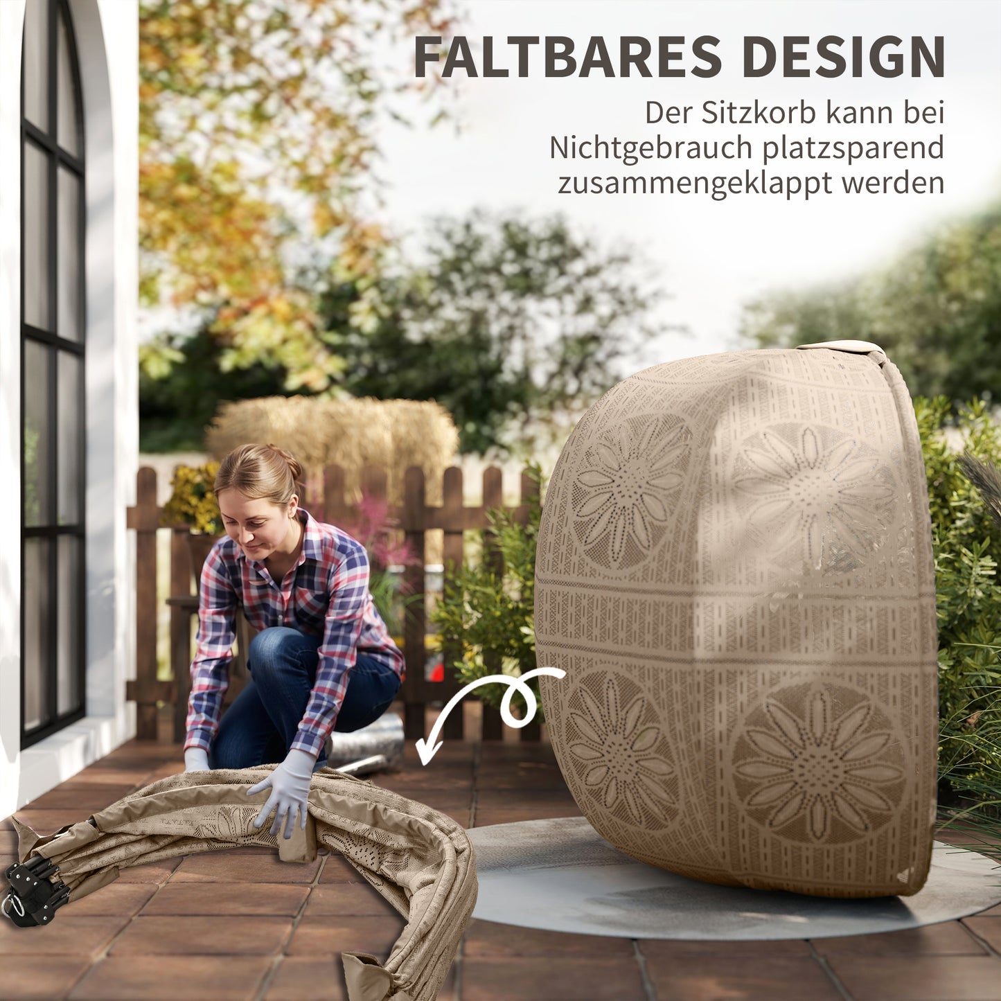 Hängesessel Gartensessel Korbsessel Boho-Stil Sesselkorb Sessel Schwarz
