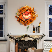 Halloween Kranz Kürbis  Lichteffekte Türdeko Dekoration