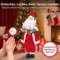 Singender Tanzender Weihnachtsmann 120cm Animiert Soundaktiviert Girlande Deko