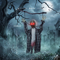 Halloween Hängende Zombie Deko Dekoration Sound LED-Augen 110cm