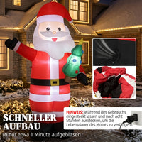 Aufblasbarer Weihnachtsmann 243cm LED-Beleuchtung Weihnachtsdeko Außen Innen