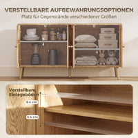 Rattan Sideboard 4 Türen Küchenbuffet Kommode Möbel