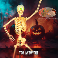 Halloween Skelett-Figur Dekoration Beweglich Leuchtende Augen Sound