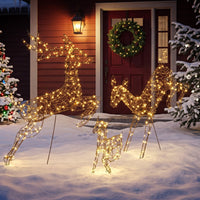 3-teiliges Beleuchtetes Rentier-Set Weihnachtsdekoration Rentierfamilie
