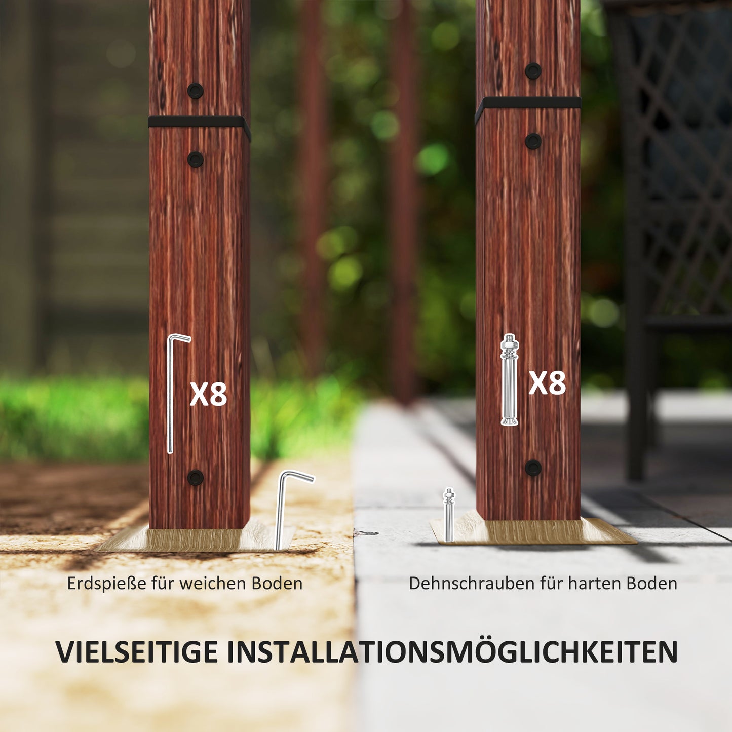 3x3m Garten-Pergola Terrassendach Aluminium verstellbar UPF30 Sonnenschutz