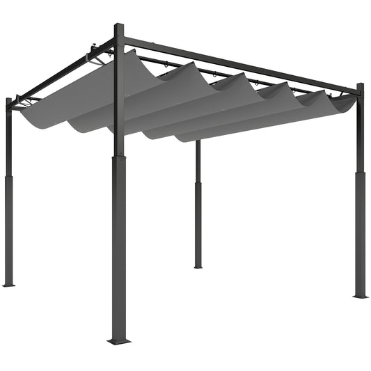 Pergola 3x3 m Freistehend Terrassenüberdachung Schiebedach UV-beständig