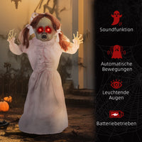 Halloween Horrorpuppe 76cm Deko Soundeffekte Bewegungssensor Leuchtaugen