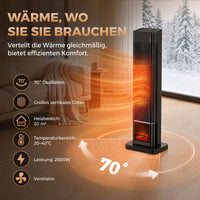 Heizlüfter 2000W Flammeneffekt Thermostat Elektroheizung Fernbedienung