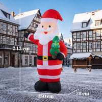 Aufblasbarer Weihnachtsmann 243cm LED-Beleuchtung Weihnachtsdeko Außen Innen