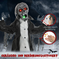 Halloween Deko Skelett Zombie Beweglich Bewegungssensor LED Sound 75cm