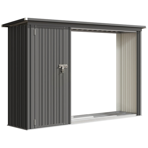 Kaminholzregal Brennholzregal Geräteschrank Gartenschrank Schuppen 235x67x149cm