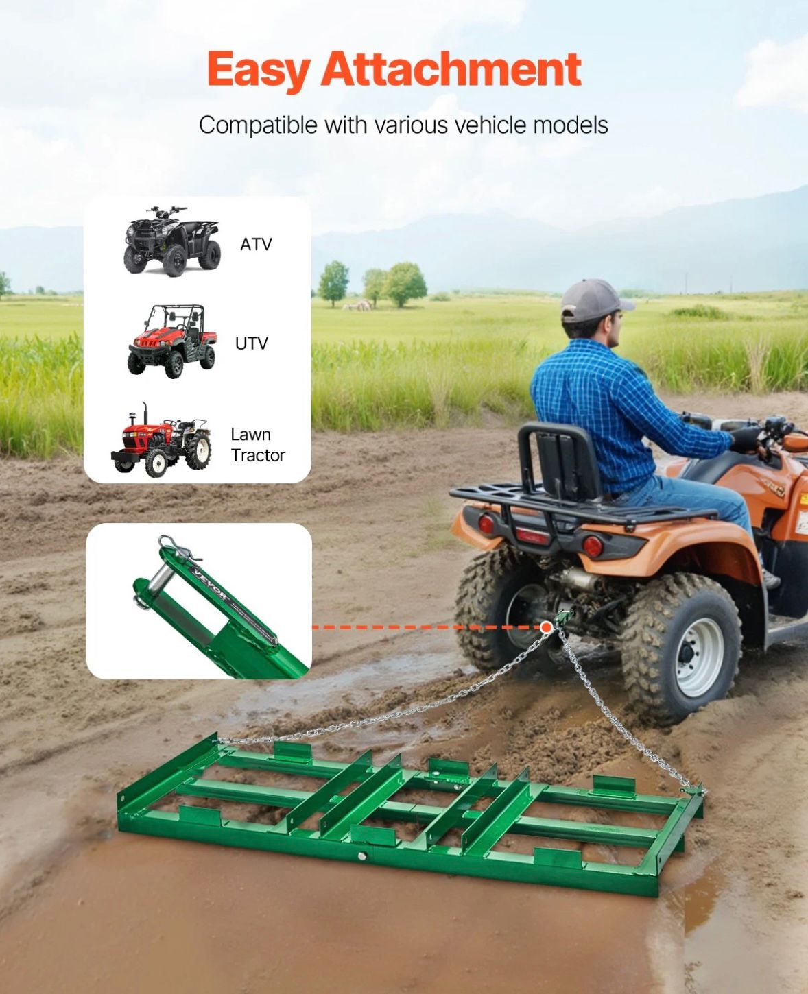 Schleppegge Rechen Egge 122cm Traktor/ATV