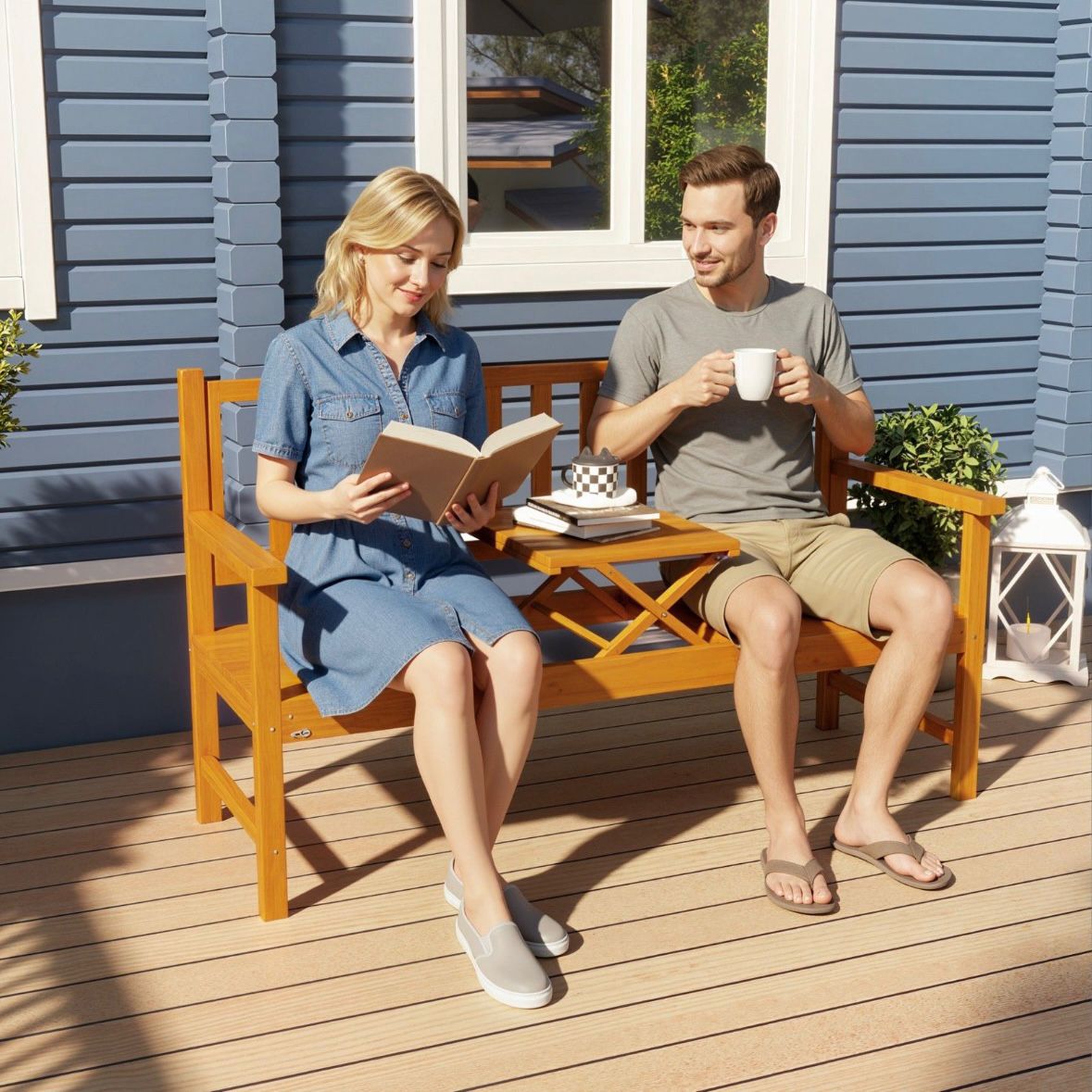 Gartenbank Holzbank Sitzbank mit Tisch