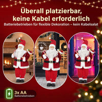 Singender Weihnachtsmann 120cm Animiert Drehbarer Kopf Weihnachtsdekoration