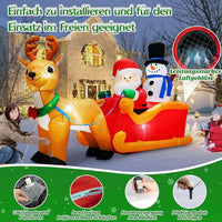 2m Aufblasbarer LED Weihnachtsmann Schlitten Rentier Deko Beleuchtet