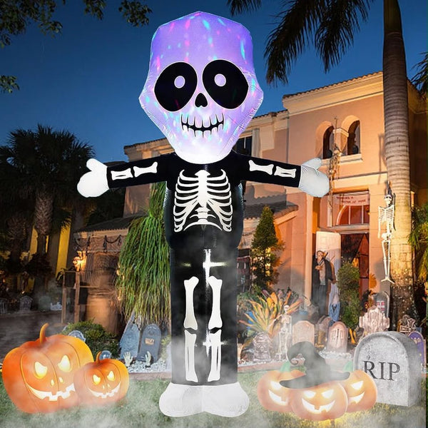 Aufblasbare Halloween Dekoration 240cm Geist Skelett LED Beleuchtung XXL