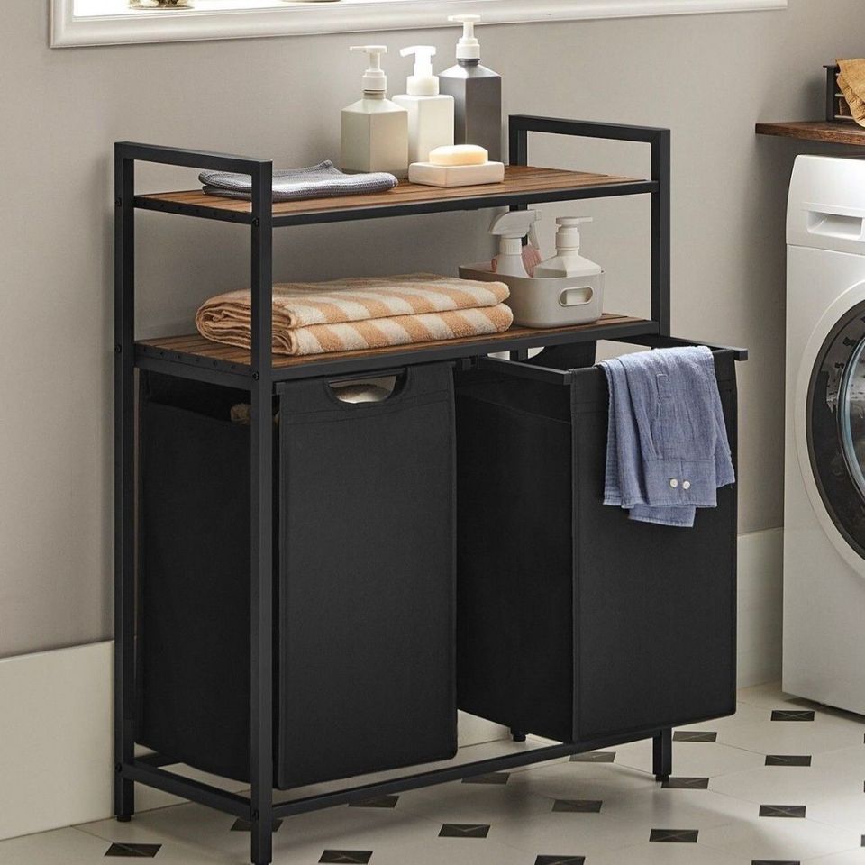 Wäschekorb 2x46L Wäschesammler Wäschebox Wäschetrenner Sortierkorb