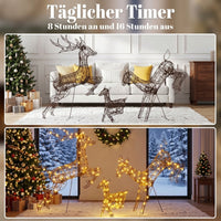 3-teiliges Beleuchtetes Rentier-Set Weihnachtsdekoration Rentierfamilie