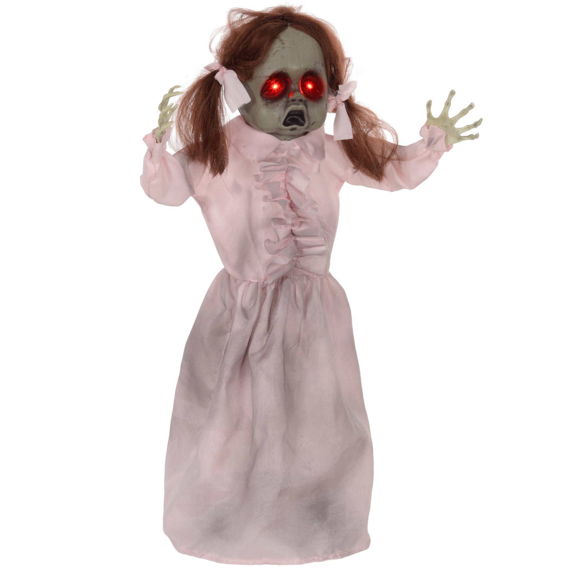 Halloween Horrorpuppe 76cm Deko Soundeffekte Bewegungssensor Leuchtaugen