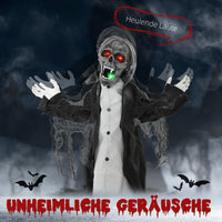 Halloween Deko Skelett Zombie Beweglich Bewegungssensor LED Sound 75cm