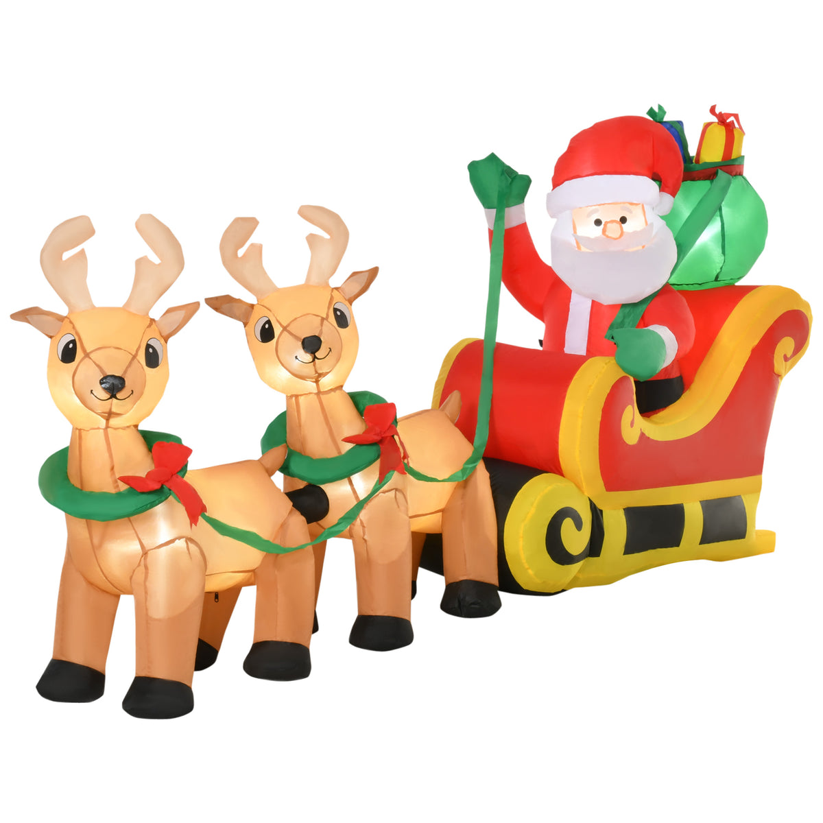 Aufblasbarer Weihnachtsmann Schlitten LED 240x57x112cm Wasserdicht Dekoration