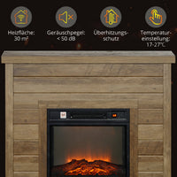 Elektrokamin 3D-Flammeneffekt Timer Fernbedienung Naturholz Standkamin