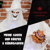 Halloween Hexe Figur Kürbiskopf Außendekoration Gartendeko 189cm
