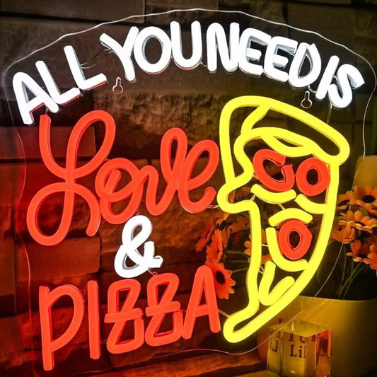 LED Neon Schild Liebe & Pizza